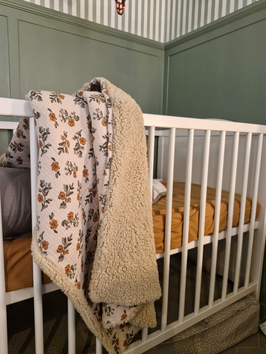 Couverture double face Sherpa & gaze de coton personnalisée