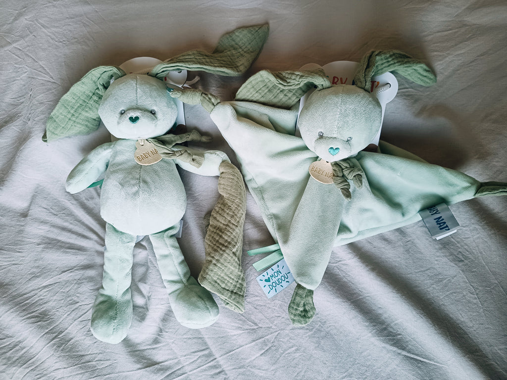 Duo de doudou LAPIN - Petit(e frère/soeur et Grand(e) frère/soeur