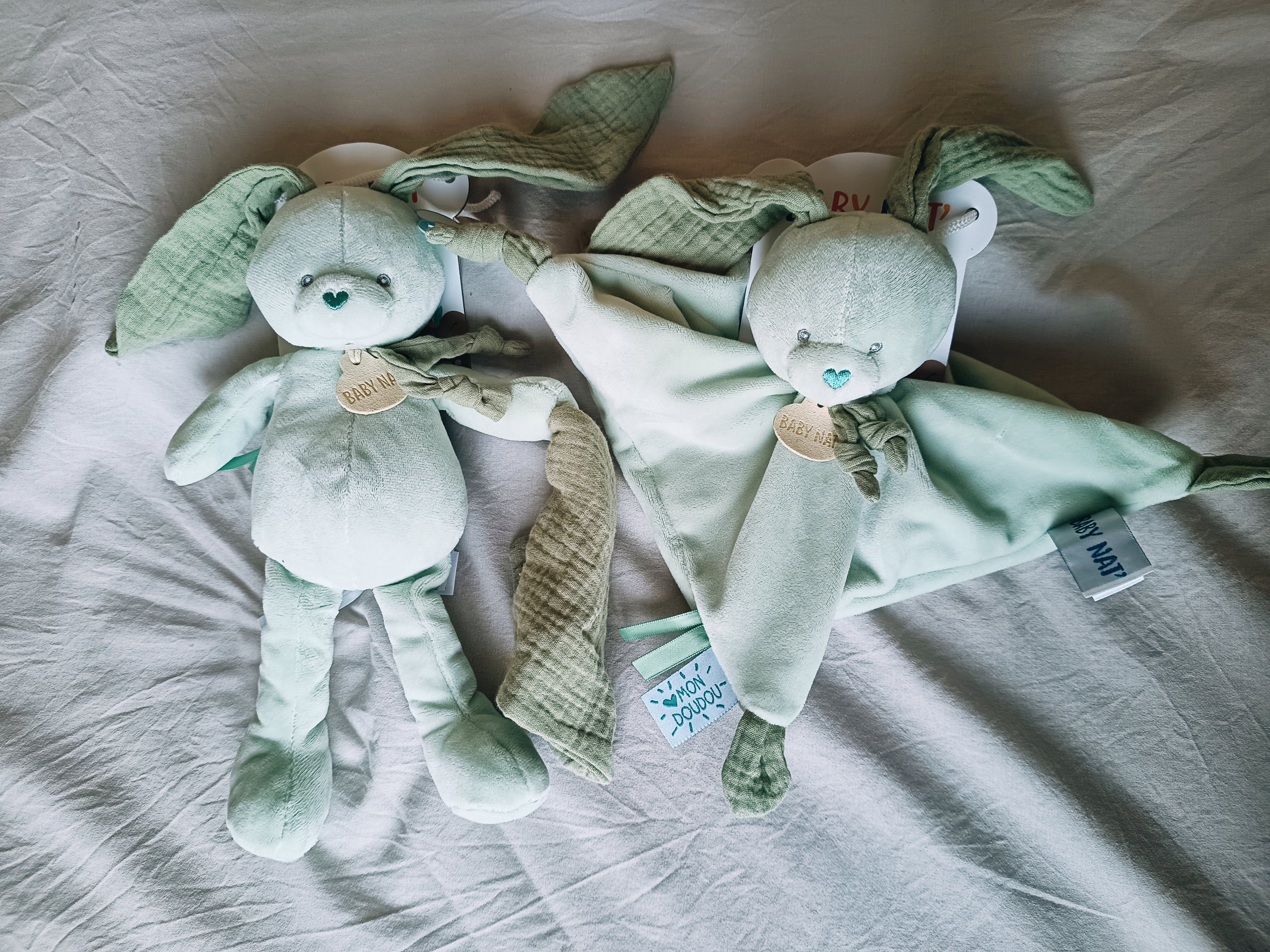 Duo de doudou LAPIN - Petit(e frère/soeur et Grand(e) frère/soeur