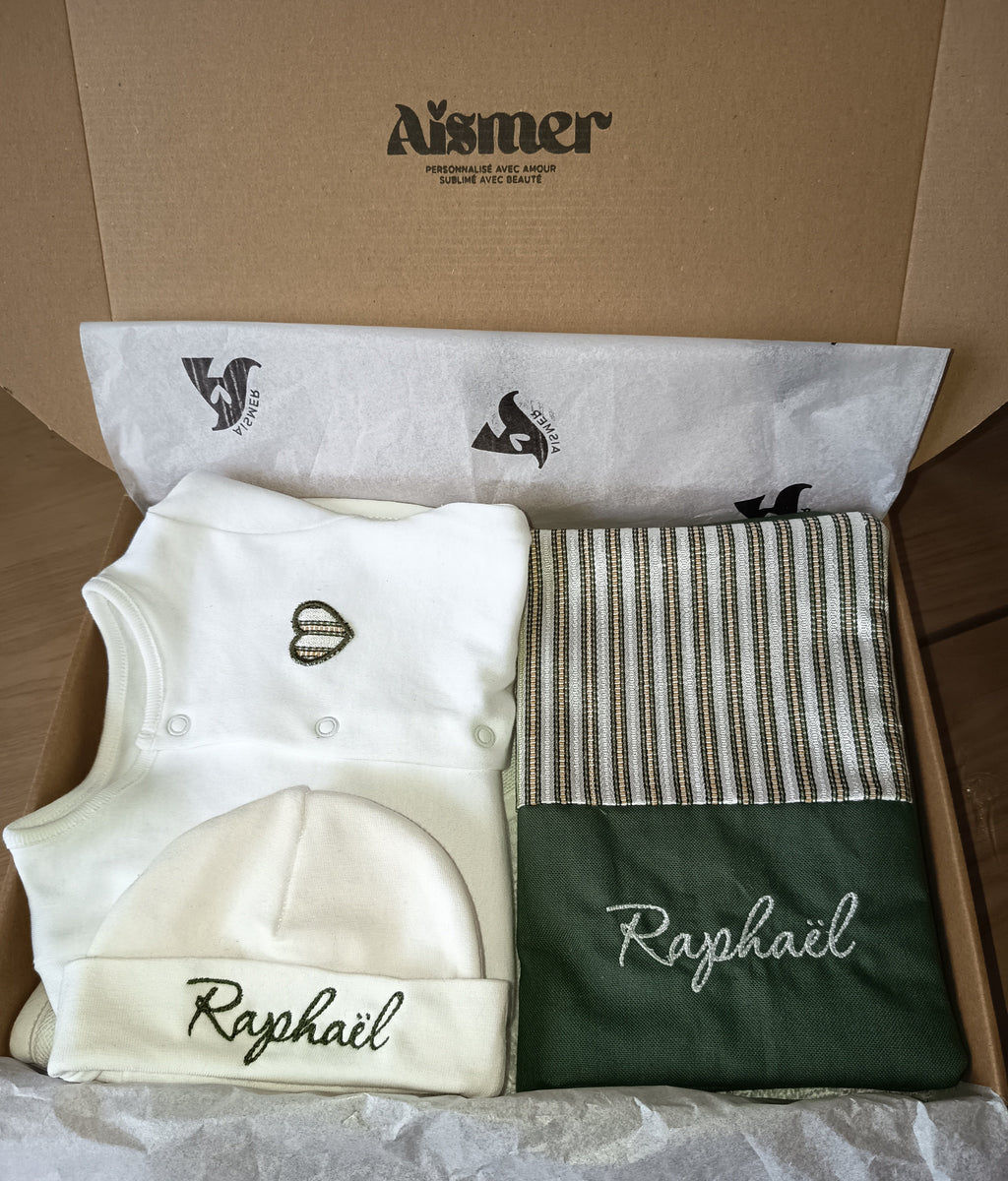 Box Pyjama Bébé Naissance en Coton – Ensemble Harmonieux Personnalisable